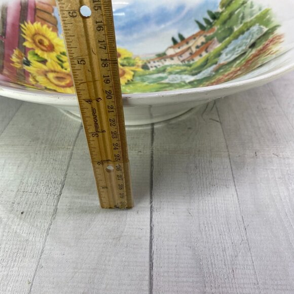 Ceramica Cuore CU415  Yellow Sunflowers Vase Landscape Italy 16" Serving Bowl - Picture 11 of 16